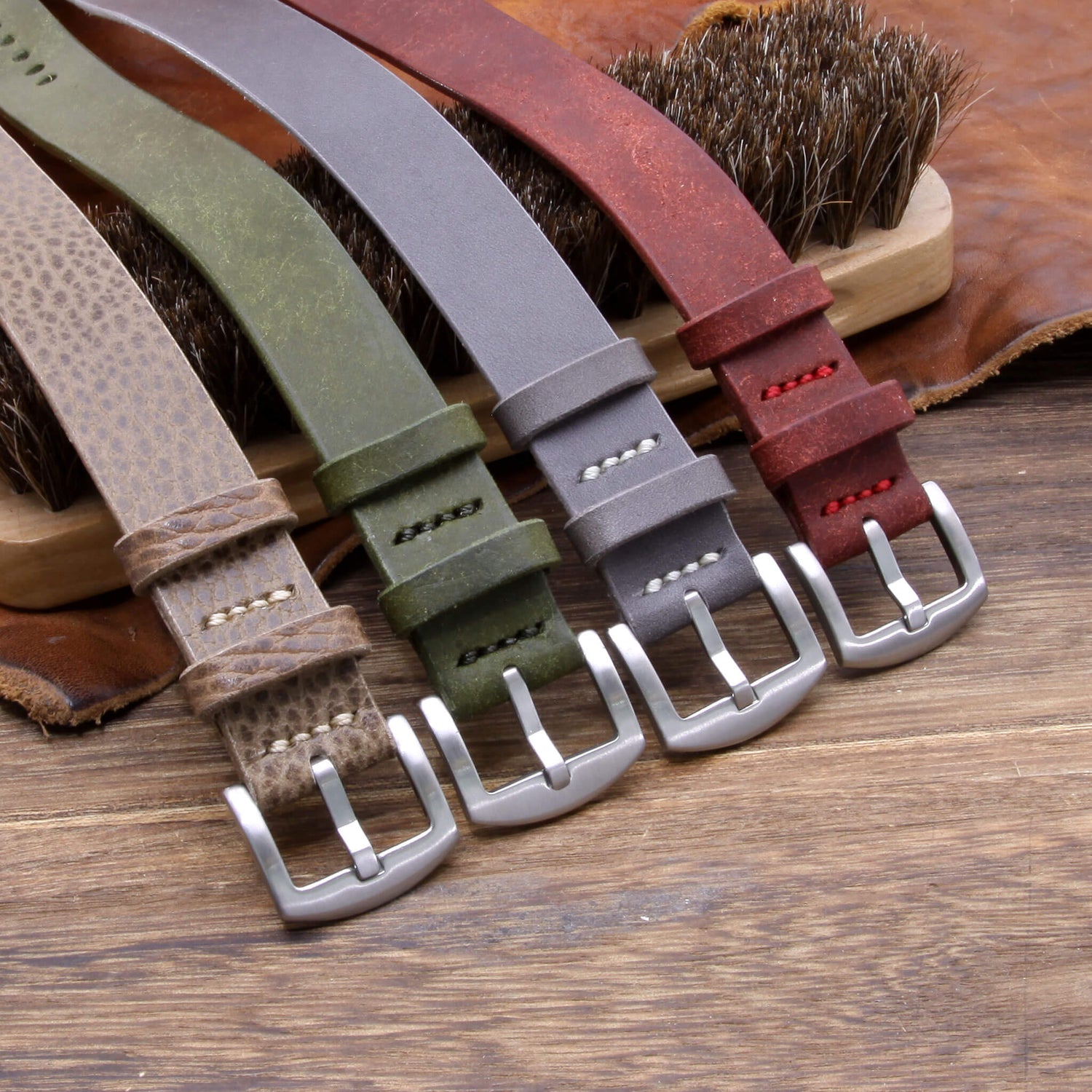Single pass leather watch strap made with premium Italian veg-tanned available in variety of colors, handcrafted by Cozy Handmade