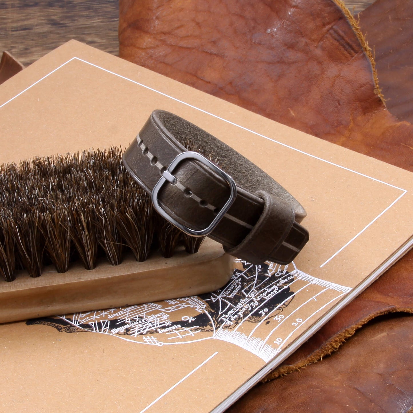 Cozy Handmade Garrison Douglas 116: Comfortable, Brown Italian Veg-Tanned Leather Watch Strap (Single Pass)