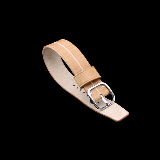 Caramel Tan Italian Vegetable-Tanned Leather Watch Strap by Cozy Handmade - Garrison Sequoia 101 (Single Pass)