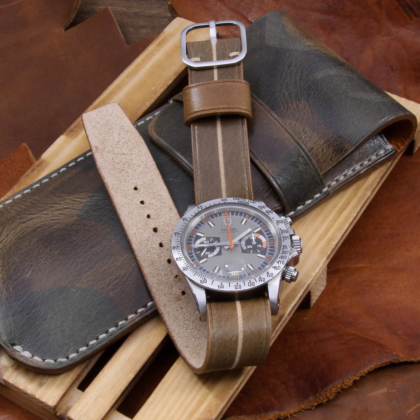 Garrison Sequoia 104: Coffee Brown Italian Veg-Tanned Leather Watch Strap (Single Pass) by Cozy Handmade - Vintage appeal