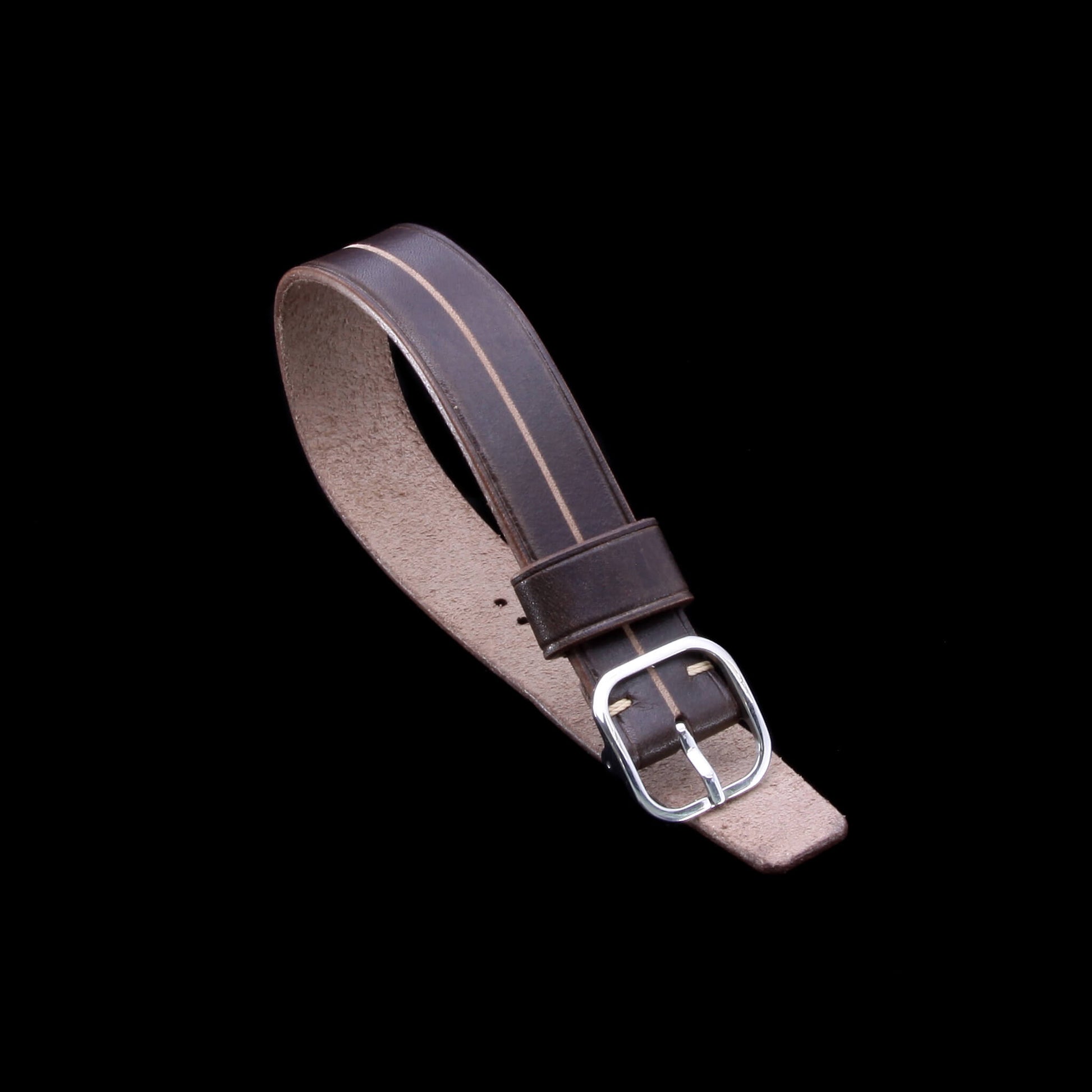 Dark Brown Italian Vegetable-Tanned Leather Watch Strap by Cozy Handmade - Garrison Sequoia 106 (Single Pass)