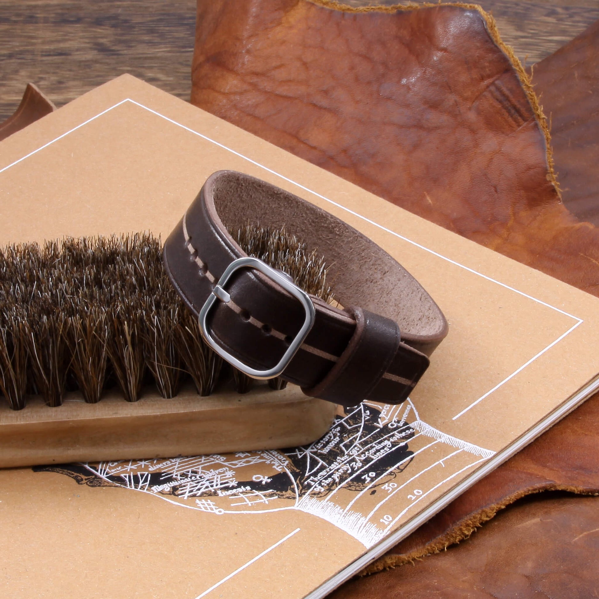 Cozy Handmade Garrison Sequoia 106: Comfortable, Classic Dark Brown Watch Strap (Italian Veg-Tanned Leather)