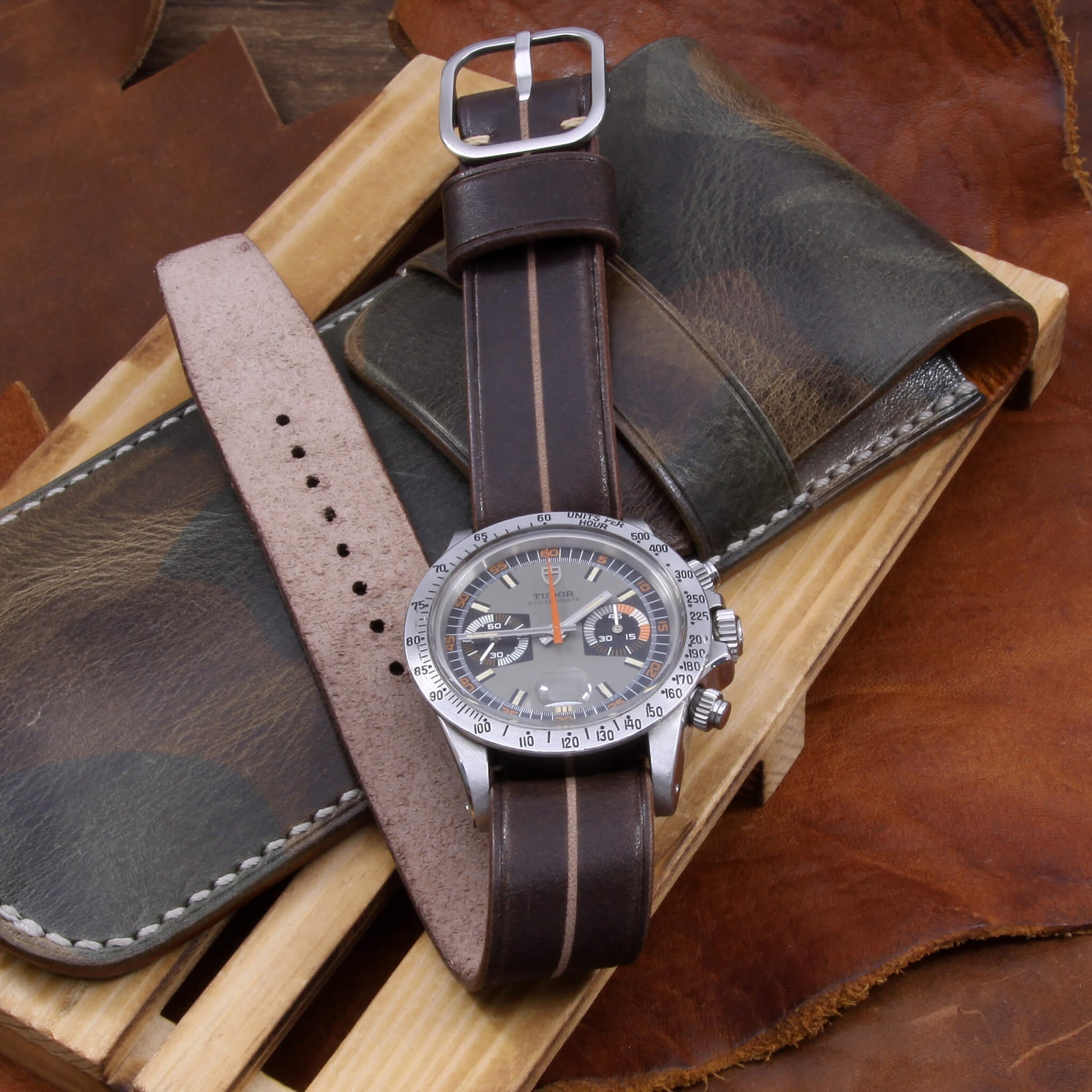 Garrison Sequoia 106: Dark Brown Italian Veg-Tanned Leather Watch Strap (Single Pass) by Cozy Handmade - Timeless Elegance