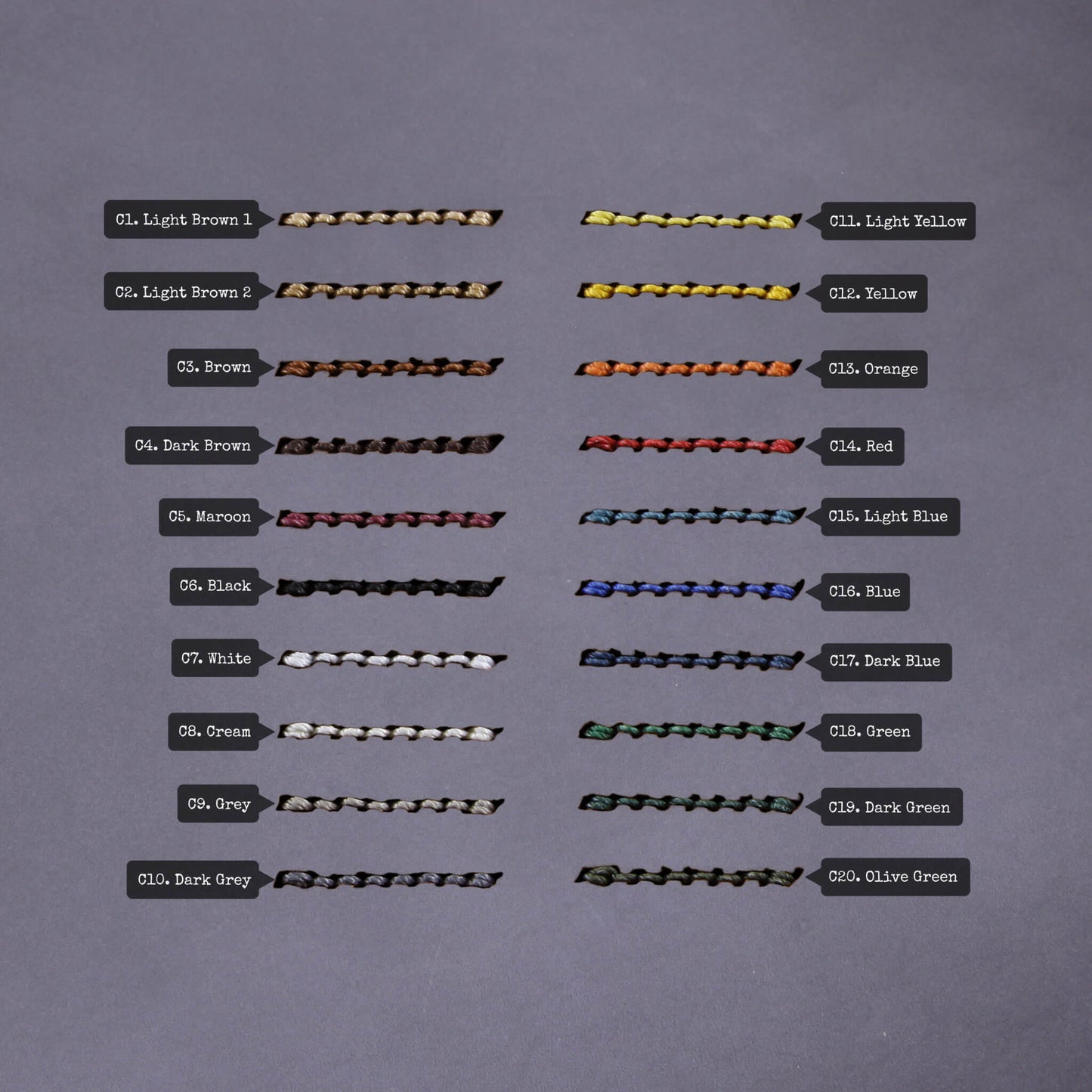 Gray perfection: Italian veg-tanned leather Apple Watch strap, handcrafted in a minimalist 2-piece design for everyday style. - Thread Color Chart