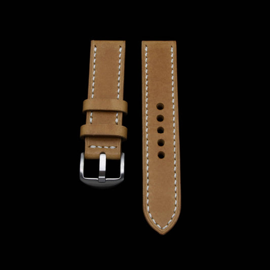 Leather Watch Strap, Sequoia 101 (Caramel Tan) | Full Stitch | Cozy Handmade