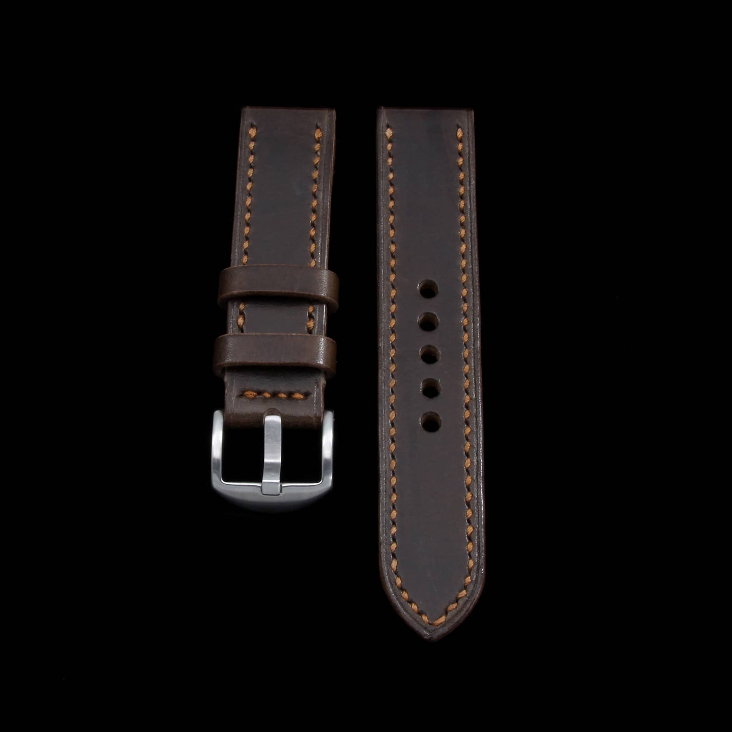 Leather Watch Strap, Sequoia 106 (Dark Brown) | Full Stitch | Cozy Handmade