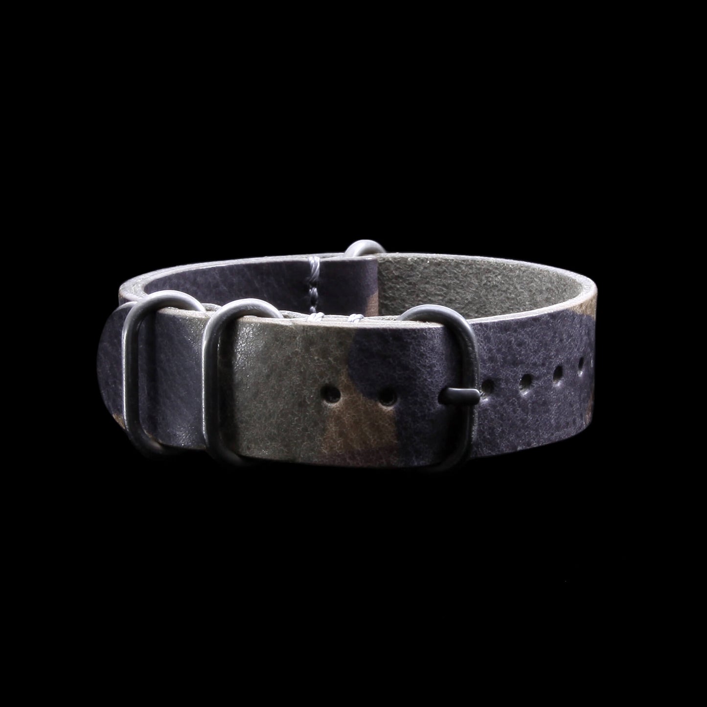 Leather Watch Strap, 4-Ring Camo Grigio | Full Grain Italian Veg Tanned Leather | Cozy Handmade