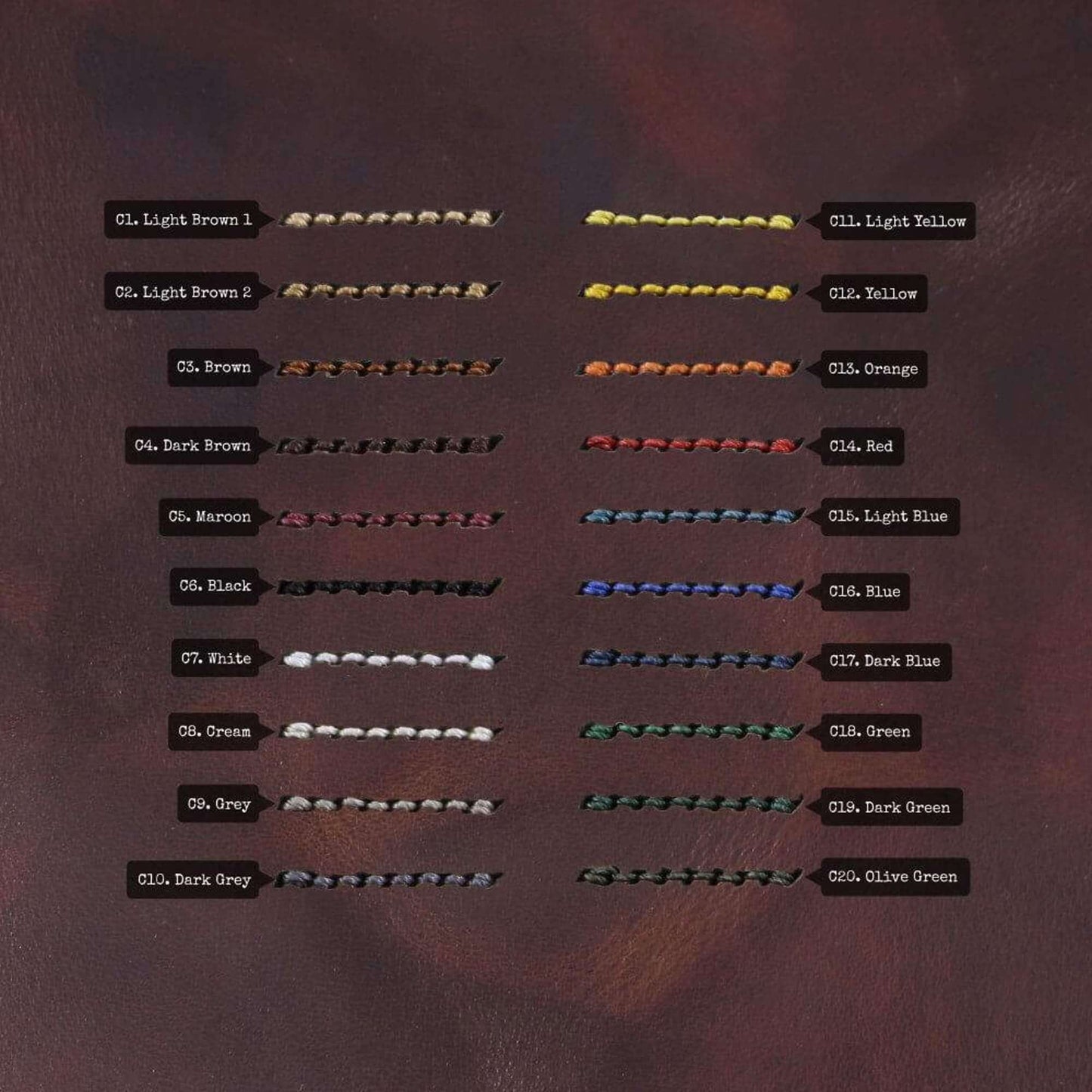 NAT2 Leather Watch Strap, 5-Ring Military 103 | Thread Color Chart | Cozy Handmade