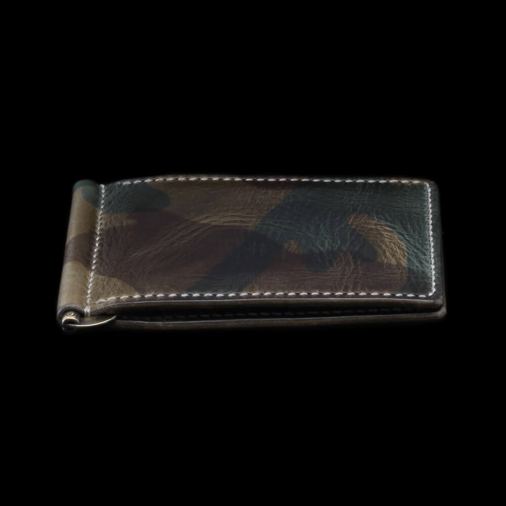 Leather Money Clip Wallet, Military 107