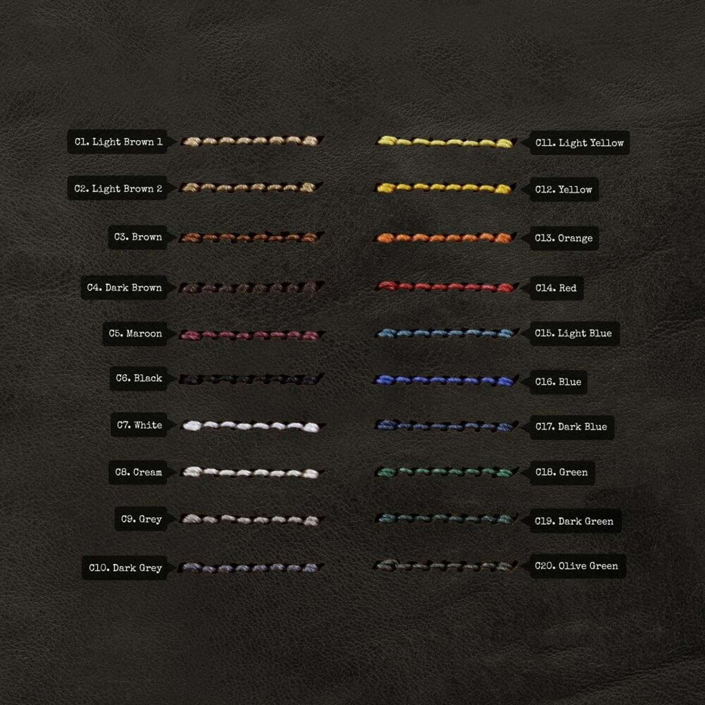 Leather Watch Strap, Vintage 408 | Full Stitch | Thread Color Chart | Full Grain Italian Veg Tanned | Cozy Handmade