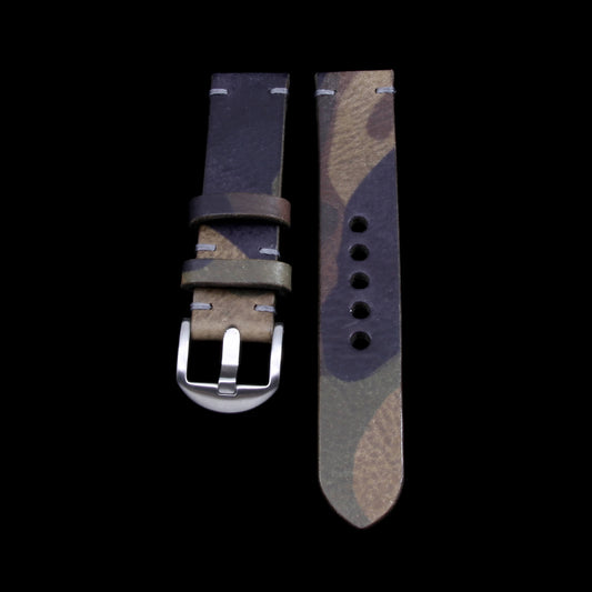 Leather Watch Strap, Camo Grigio | Full Grain Italian Veg Tanned Leather | Cozy Handmade