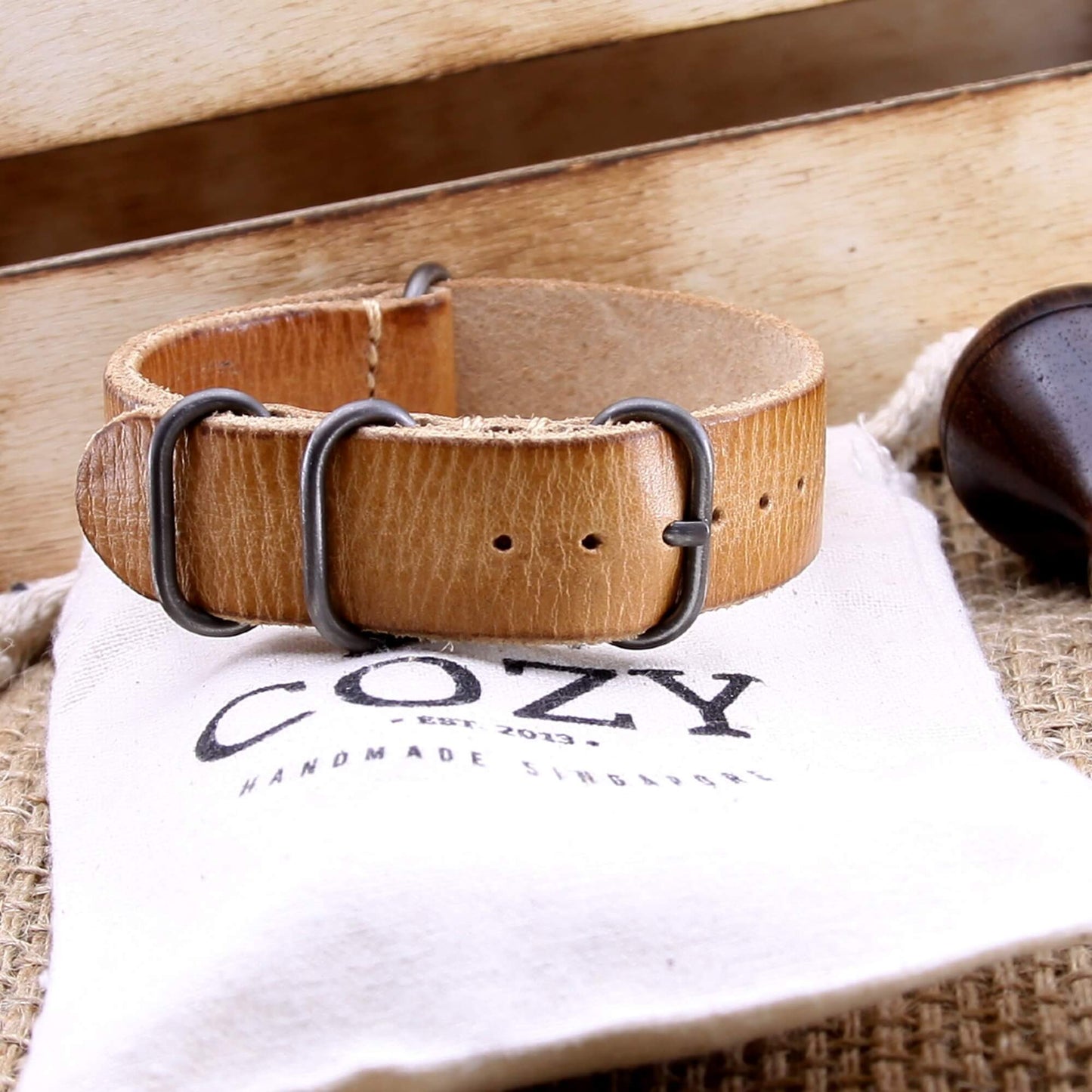 Leather Watch Strap, 4-Ring Distressed SEQ101 | Full Grain Italian Veg Tanned Leather | Cozy Handmade