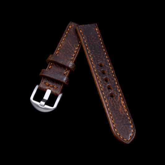 Leather Watch Strap, Gobi Cognac | Full Stitch | Full Grain Italian Veg Tanned Leather | Cozy Handmade