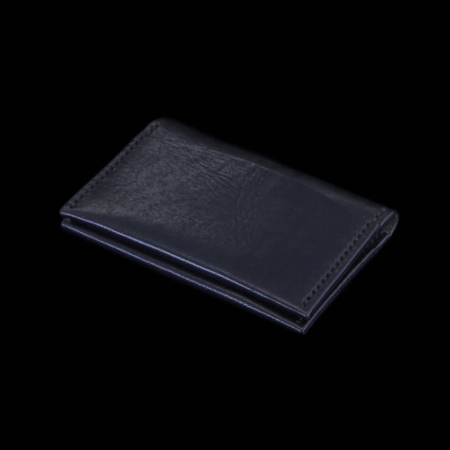 Leather Card Wallet, Vintage Nero (Black)