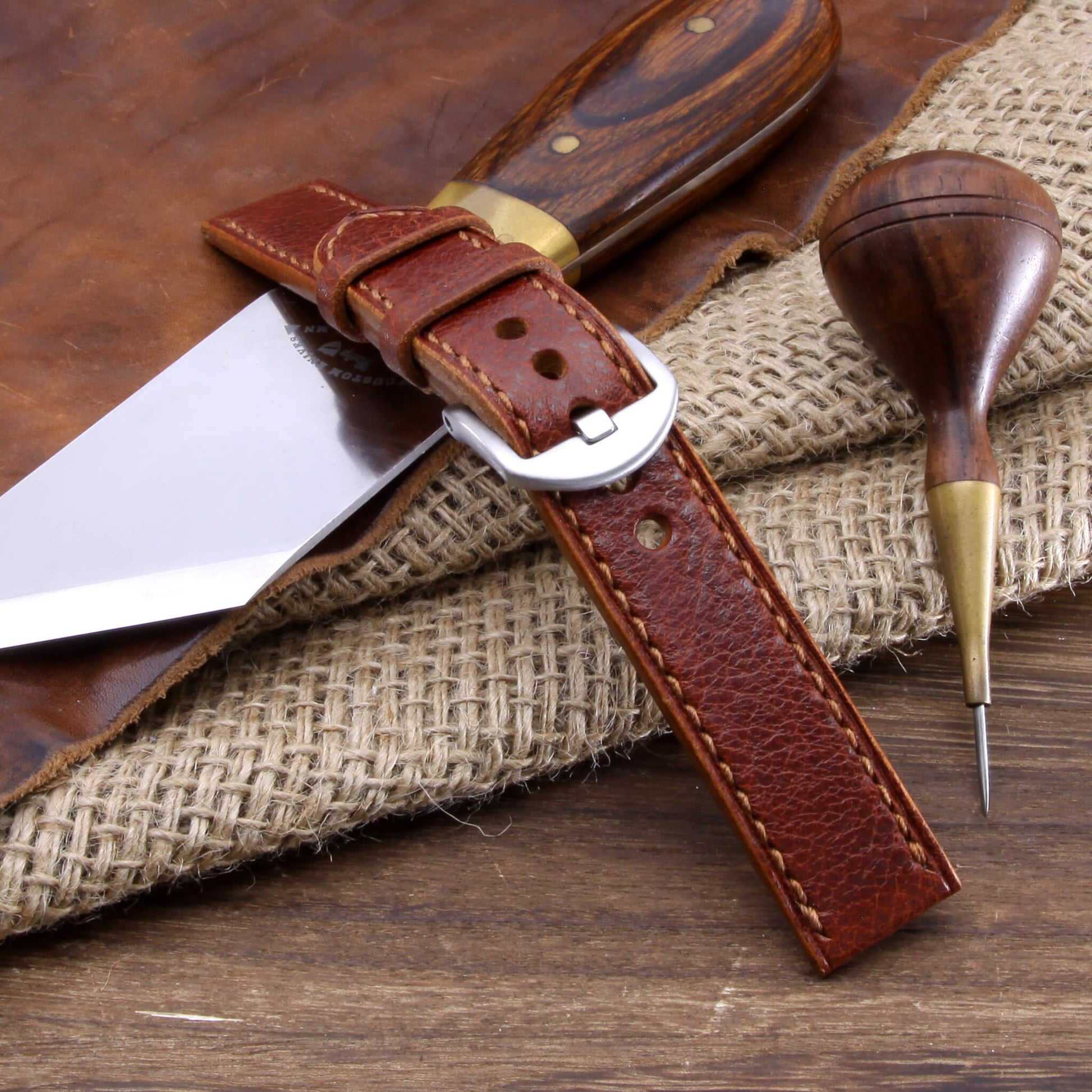 Leather Watch Strap, Meremma 503 | Full Stitch | Full Grain Italian Veg Tanned Leather | Cozy Handmade