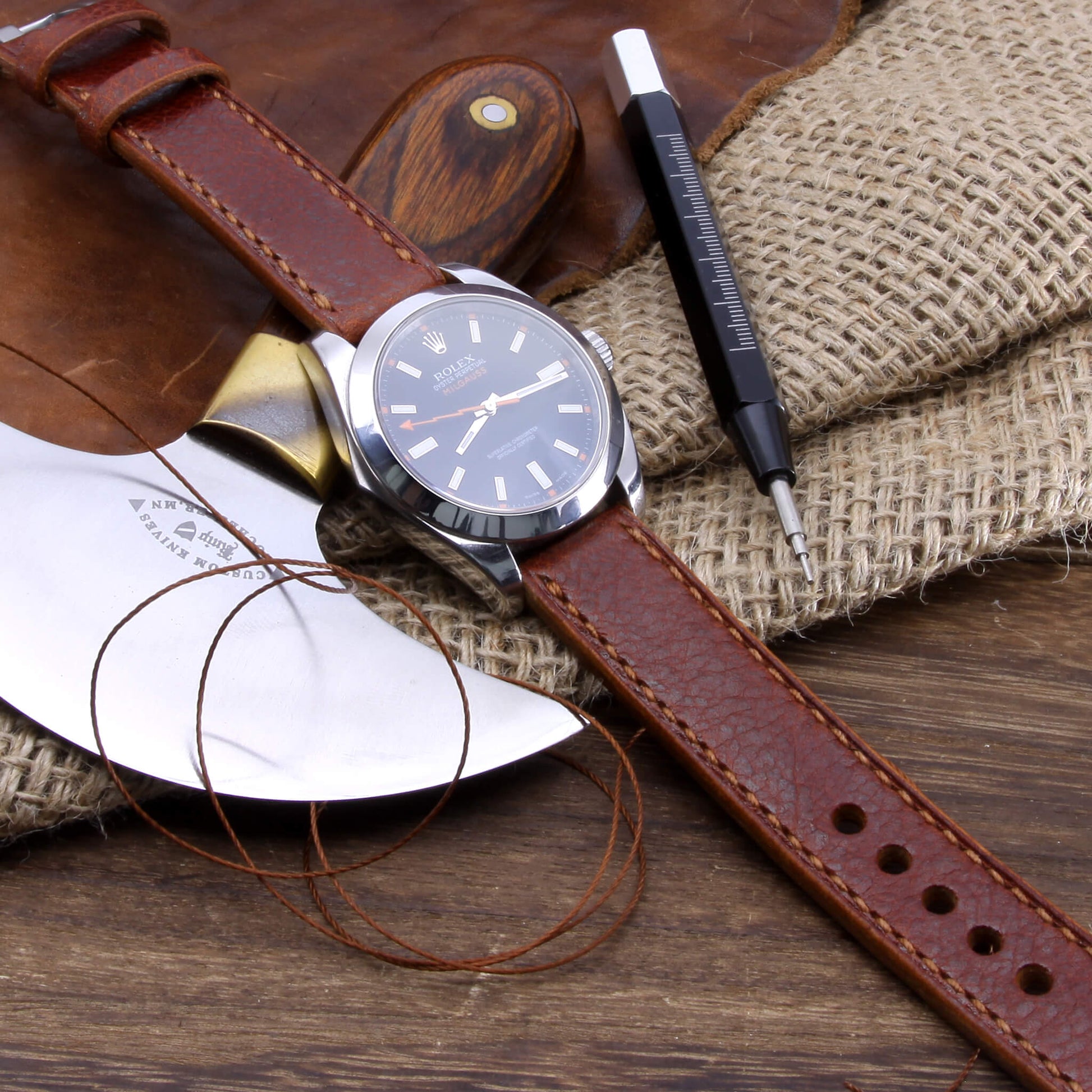 Leather Watch Strap, Meremma 503 | Full Stitch | Full Grain Italian Veg Tanned Leather | Cozy Handmade