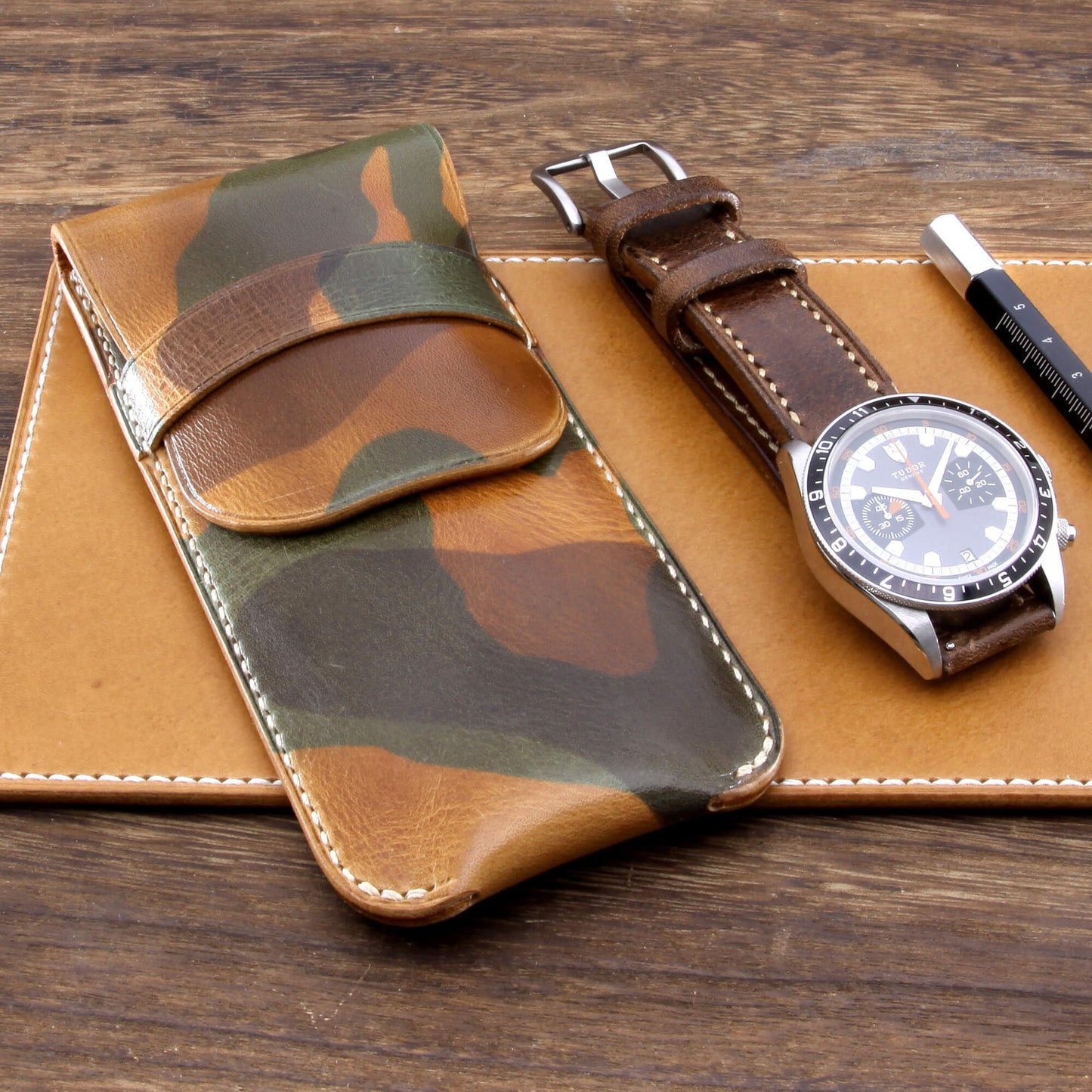 Leather Watch Pouch, Military 101 | Single Watch | Italian Veg Tanned | Cozy Handmade