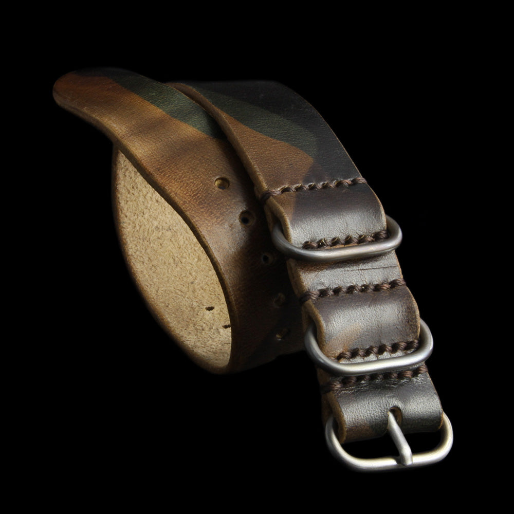 Single Pass Leather Watch Strap, 3-Ring Military 101 | Italian Veg Tanned | Cozy Handmade