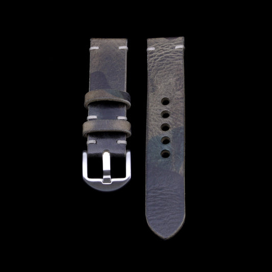 Leather Watch Strap, Military 107 | Minimalist | Camouflage Full Grain Italian Veg Tanned | Cozy Handmade