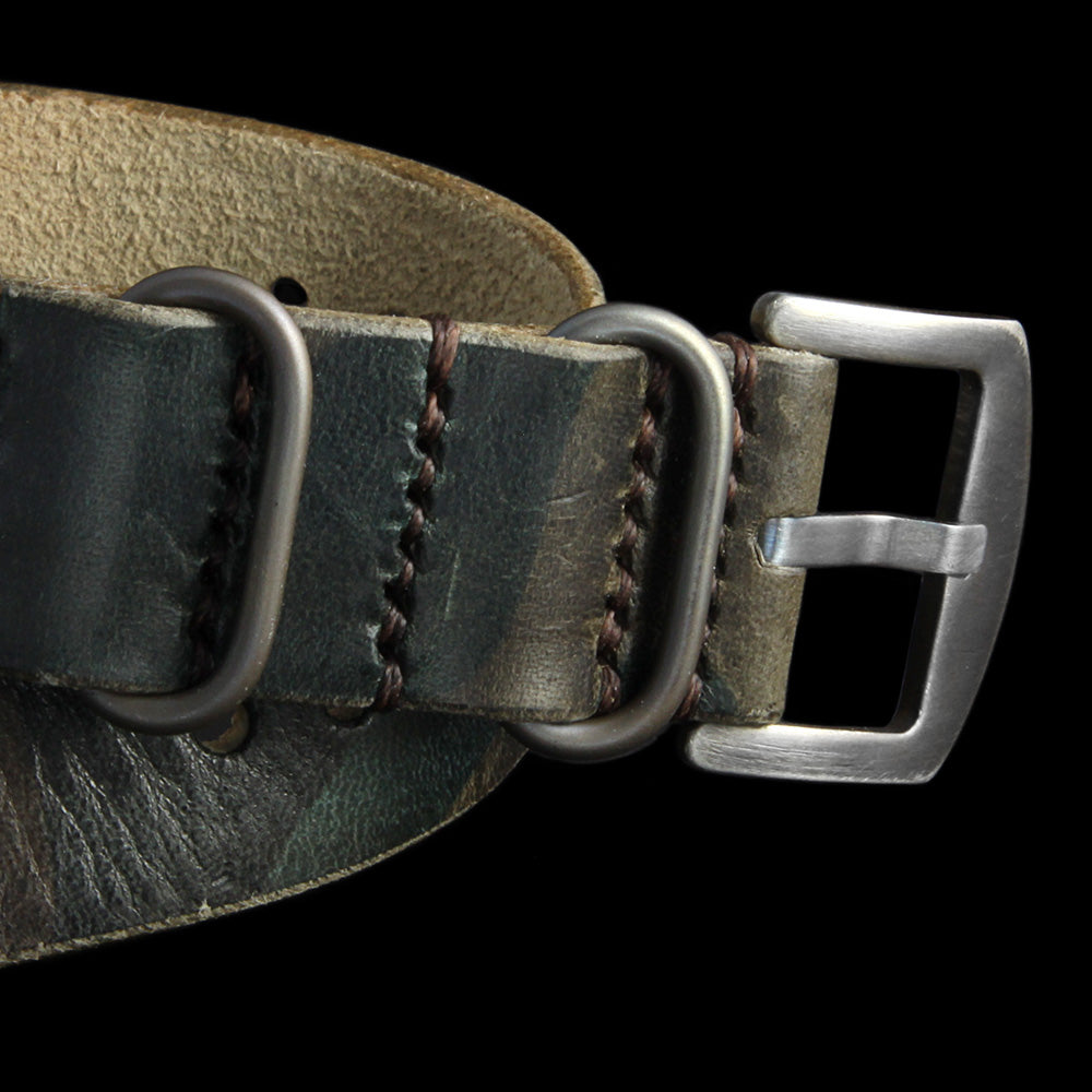 Single Pass Leather Watch Strap, 3-Ring Military 107 Style II | Italian Veg Tanned | Cozy Handmade