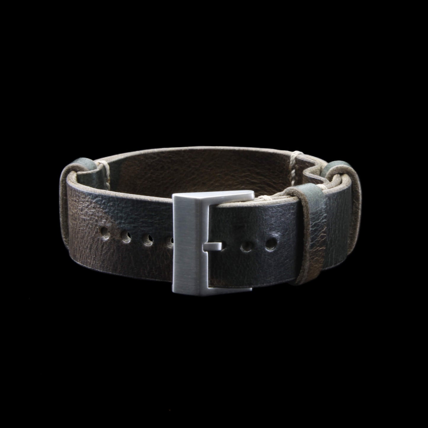 NAT2 Leather Watch Strap, Military 107 | Full Grain Italian Veg Tanned | Cozy Handmade