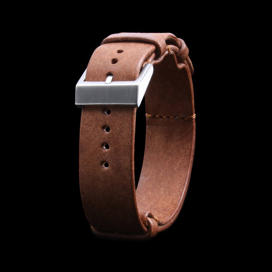 NAT2 Leather Watch Strap, Rustic Russet | Full Grain Italian Veg Tanned | Cozy Handmade