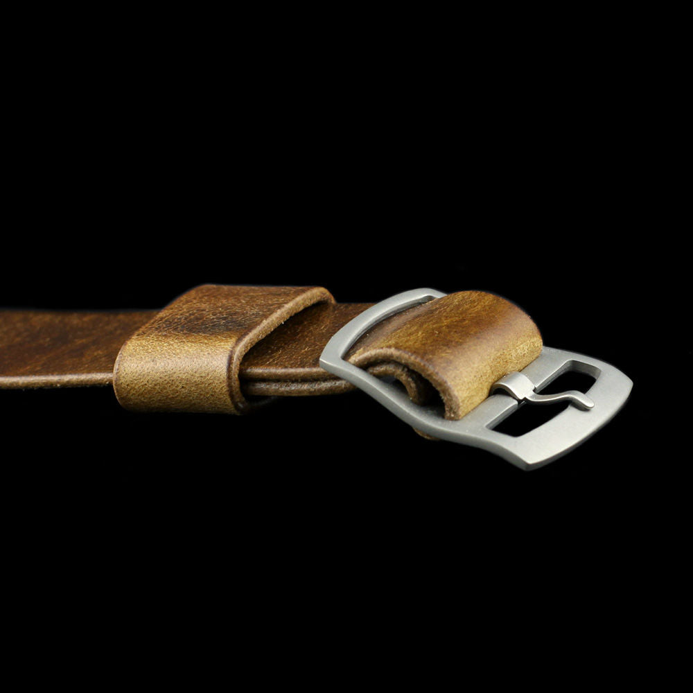 Adjustable One-Piece Leather Watch Strap, Military 102 | Cozy Handmade