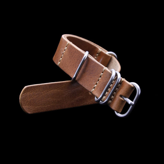 NAT2 Leather Watch Strap, 5-Ring Vintage 401 | Full Grain Italian Veg Tanned | Cozy Handmade