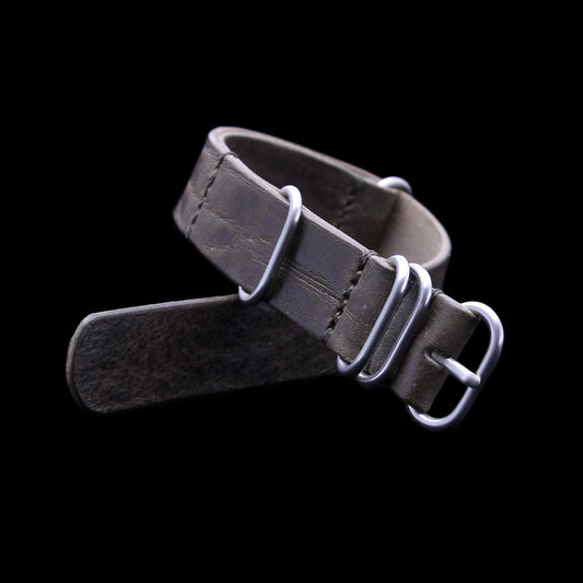 NAT2 Leather Watch Strap, 5-Ring Vintage 408 | Full Grain Italian Veg Tanned | Cozy Handmade