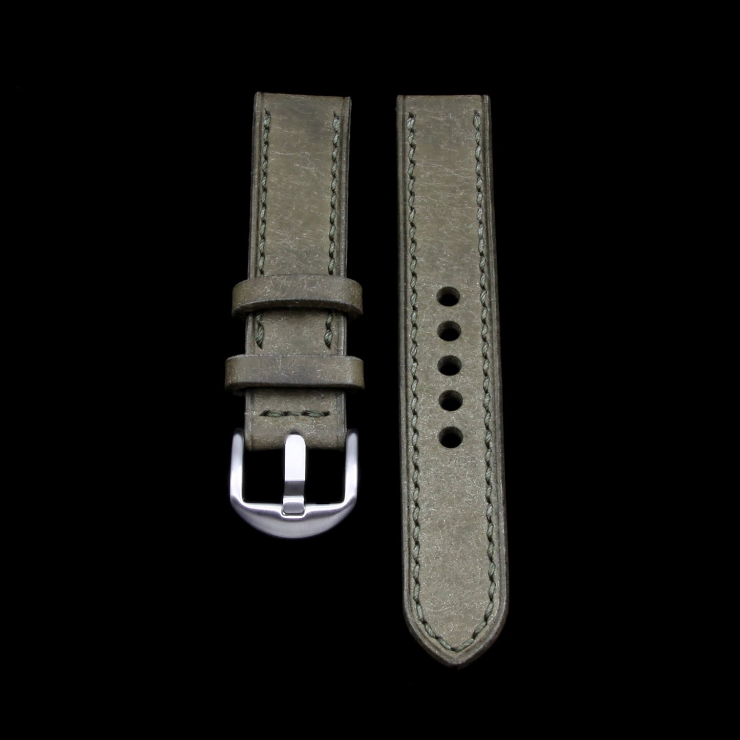 Leather Watch Strap, Rustic Olive | Full Stitch | Full Grain Italian Veg Tanned Leather | Cozy Handmade
