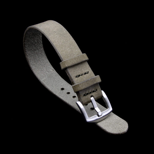 Single Pass Leather Watch Strap, 2-Keeper Rustic Olive | Full Grain Italian Vegetable-Tanned Leather | Cozy Handmade