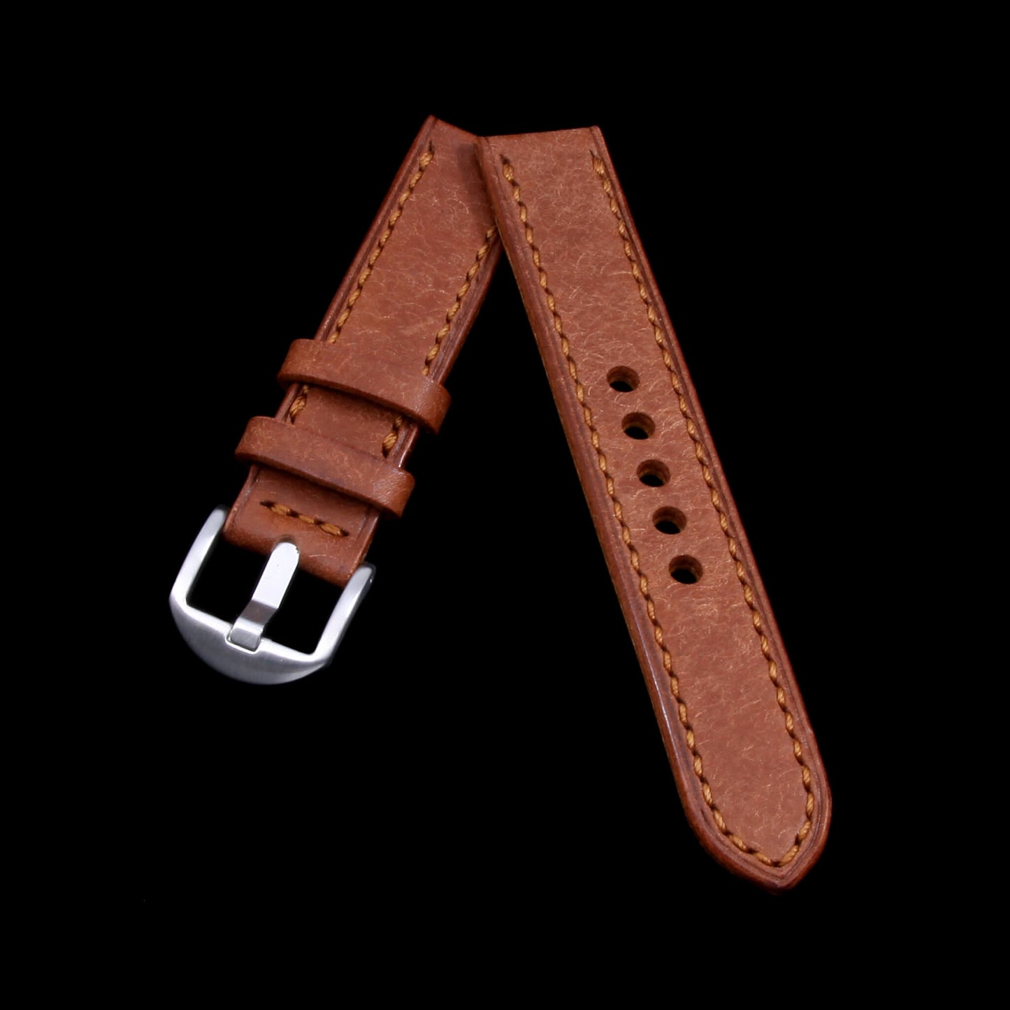 Leather Watch Strap, Rustic Russet | Full Stitch | Full Grain Italian Veg Tanned Leather | Cozy Handmade