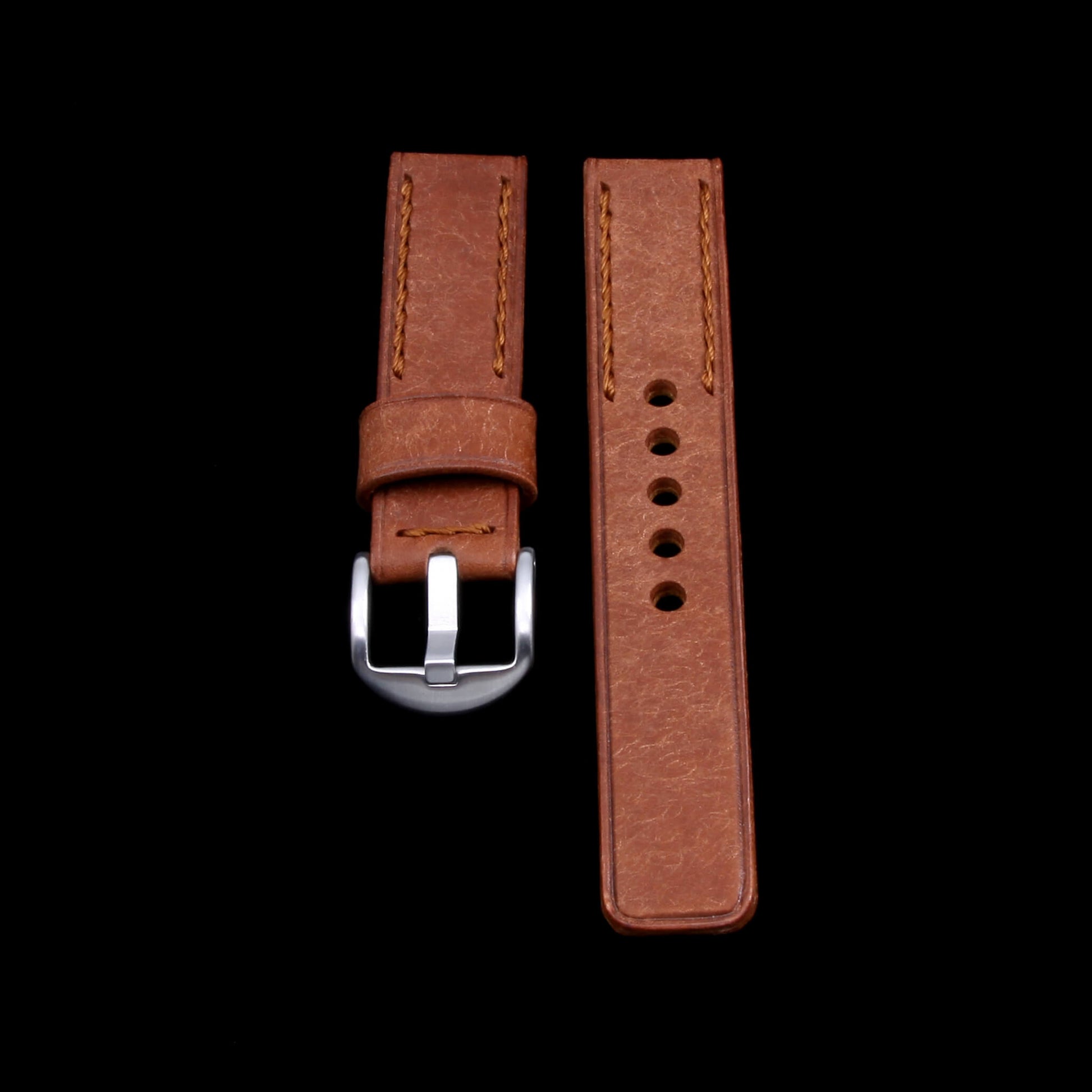 Leather Watch Strap, Rustic Russet | Chain Stitch | Full Grain Italian Veg Tanned Leather | Cozy Handmade
