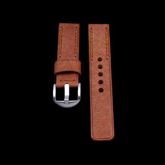 Leather Watch Strap, Rustic Russet | Chain Stitch | Full Grain Italian Veg Tanned Leather | Cozy Handmade