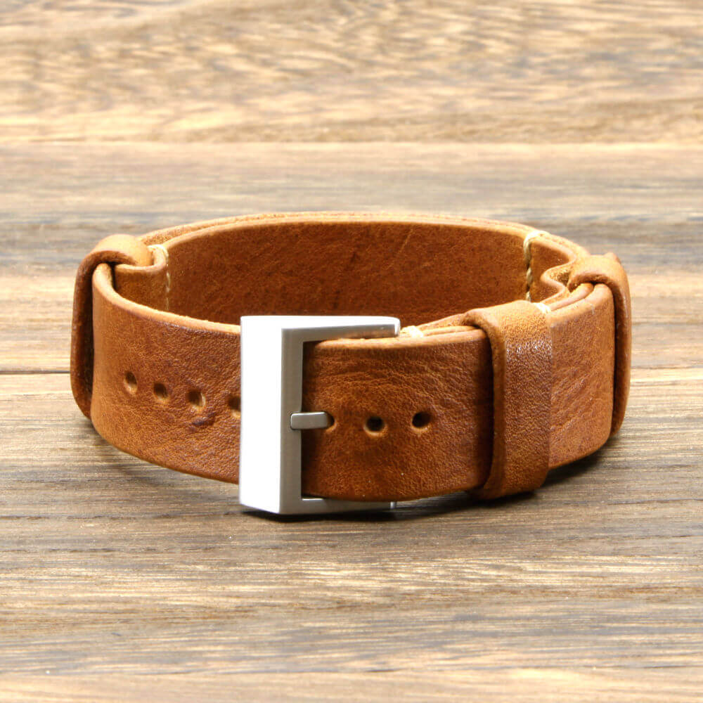 NAT2 Leather Watch Strap, Vintage 403 | Full Grain Italian Veg Tanned | Cozy Handmade