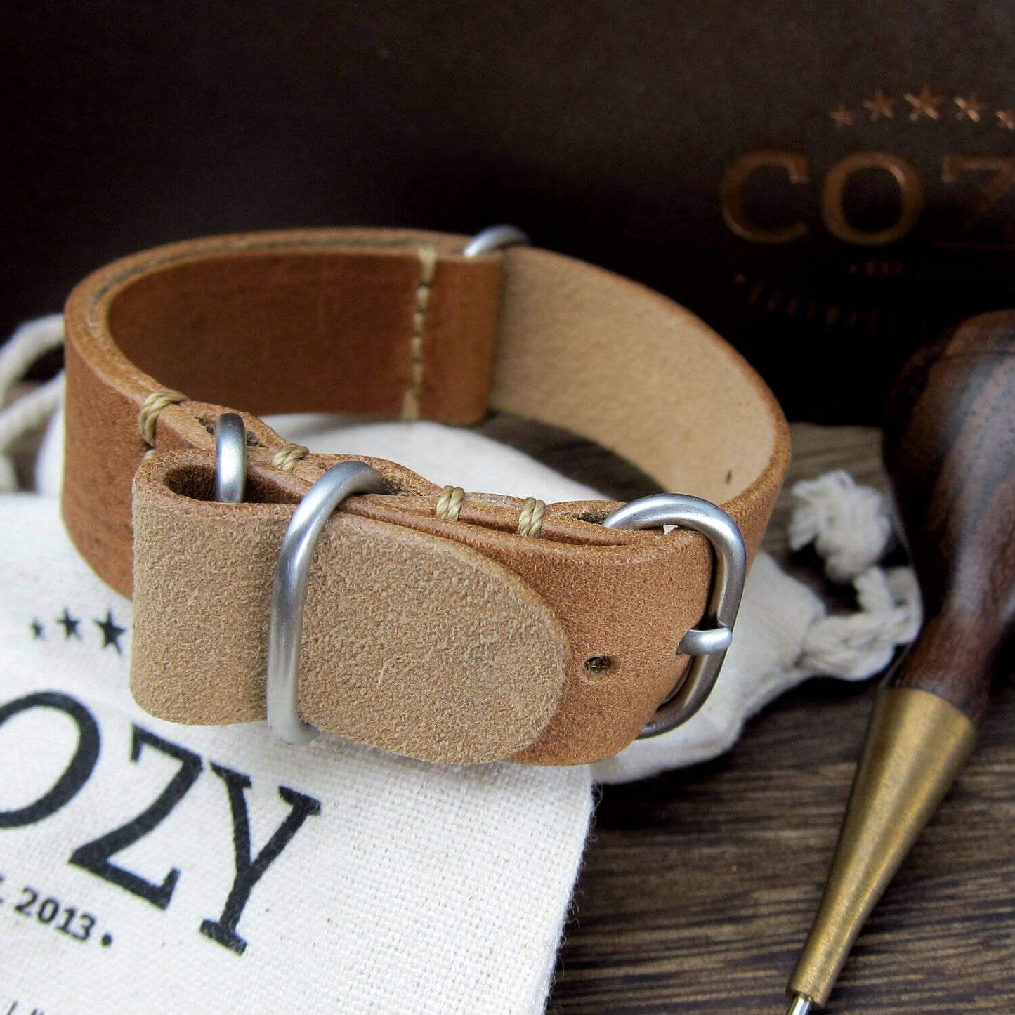 Leather Watch Strap, 4-Ring Vintage 401 | Full Grain Italian Veg Tanned | Cozy Handmade
