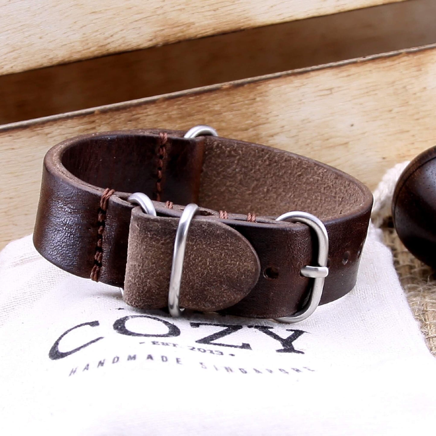 Leather Watch Strap, 4-Ring Vintage 405 | Full Grain Italian Veg Tanned | Cozy Handmade