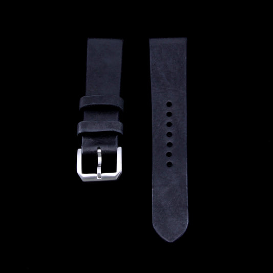 Leather Watch Strap, Vintage Nero (Black) | Stitch-less | Full Grain Italian Vegetable-Tanned | Cozy Handmade