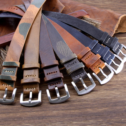 Single Pass Leather Watch Strap, 2-Keeper