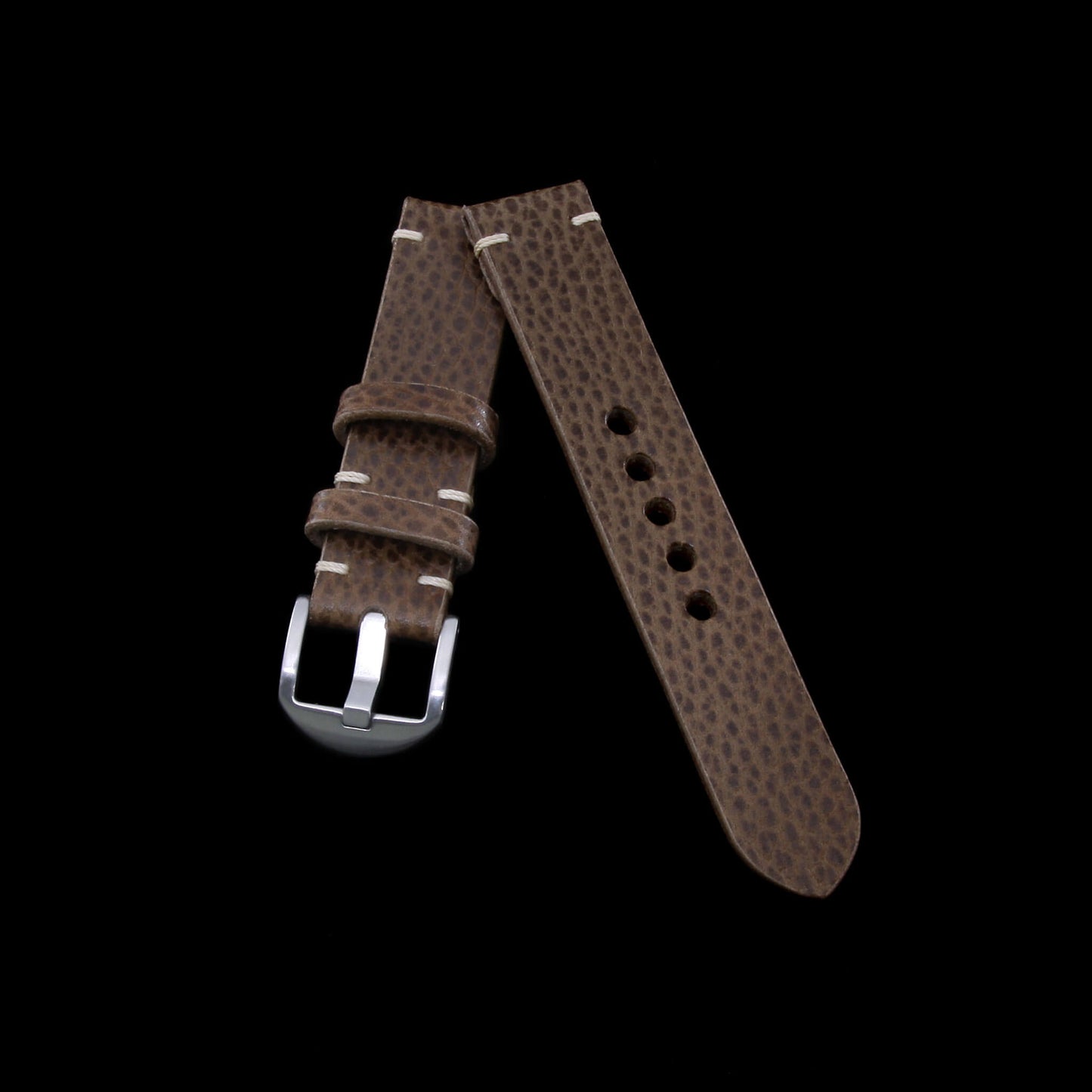 2-Piece Minimalist Leather Watch Strap, made with Buttero Taupe full grain Italian veg-tanned leather by Cozy Handmade