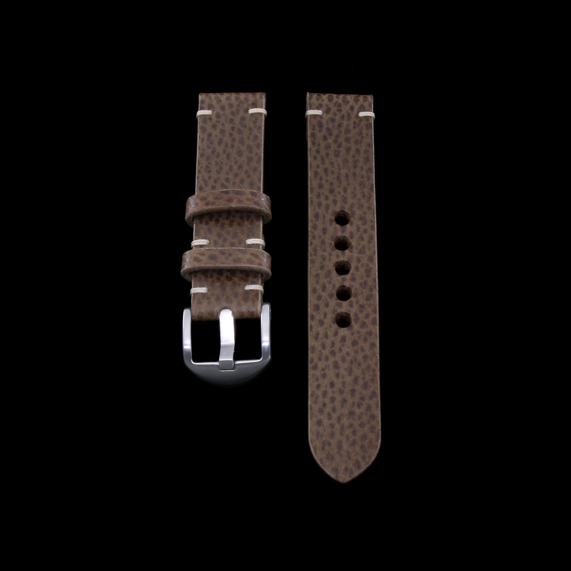 2nd View of 2-Piece Minimalist Leather Watch Strap, made with Buttero Taupe full grain Italian veg-tanned leather by Cozy Handmade