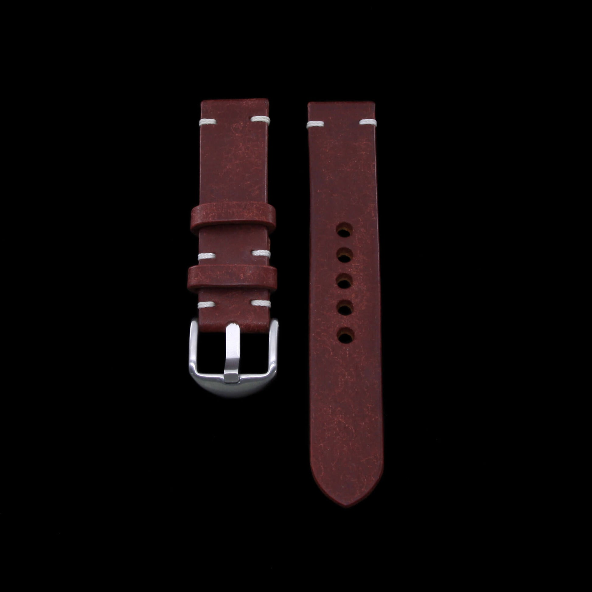2nd View of 2-Piece Minimalist Leather Watch Strap, made with Pueblo Cocinella Italian veg-tanned leather by Cozy Handmade