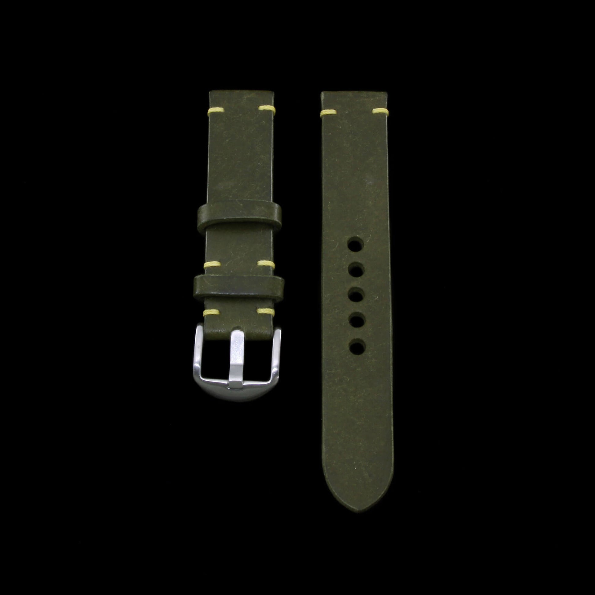 2nd View of 2-Piece Minimalist Leather Watch Strap, made with Pueblo Oliva Italian veg-tanned leather by Cozy Handmade