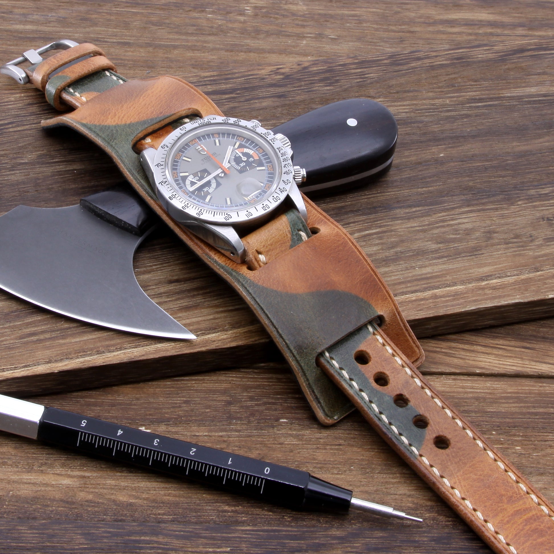 Bund Strap Leather Watch Cover Military Newman Bund Watch Strap