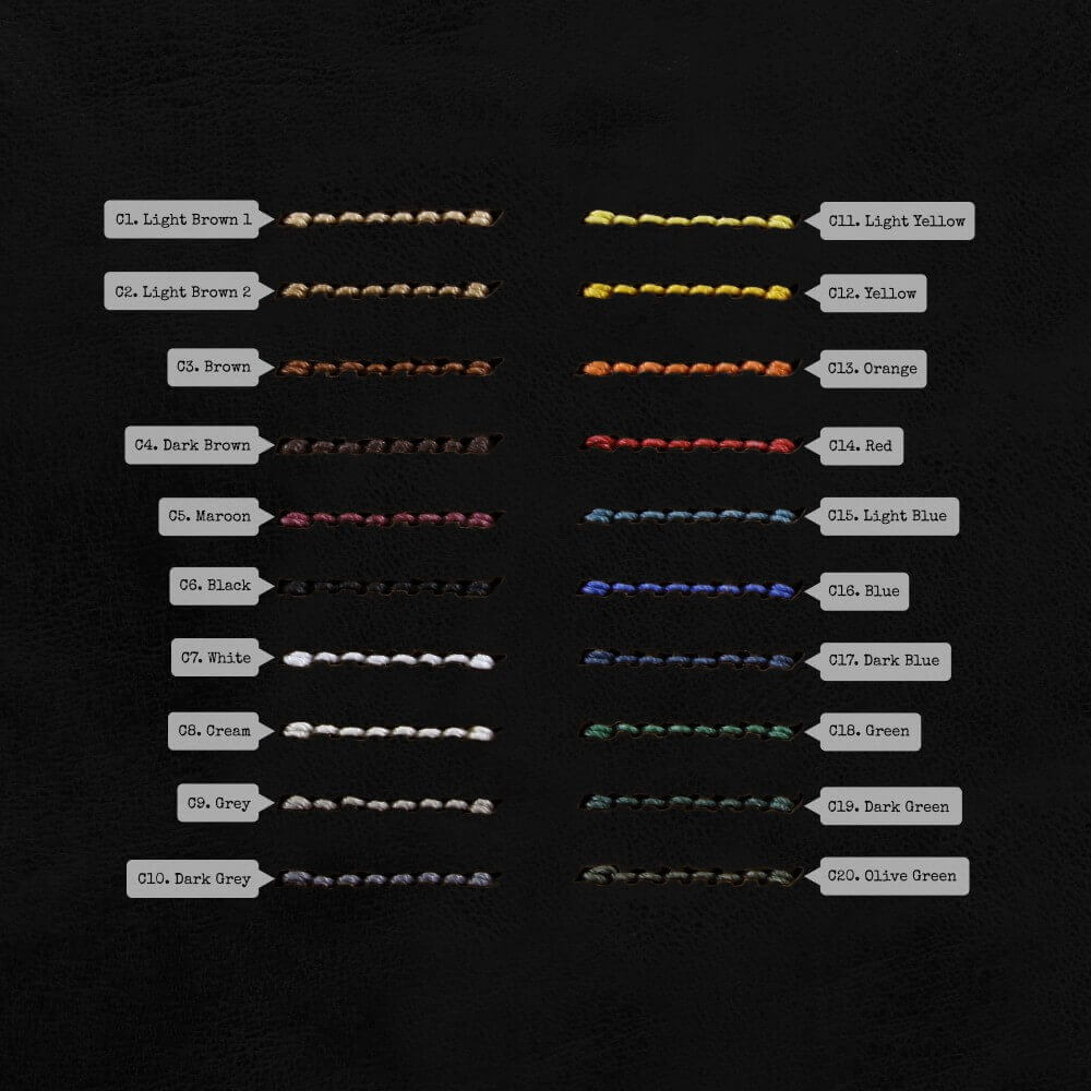 Thread Color Chart for Leather Bund Pad | Newman Style Vintage Nero (Black) | Made with Full Grain Italian Vegetable-Tanned Leather by Cozy Handmade