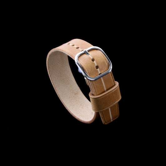 Cozy Handmade Garrison Sequoia 101 Single Pass Watch Strap in Caramel Tan Italian Vegetable-Tanned Leather