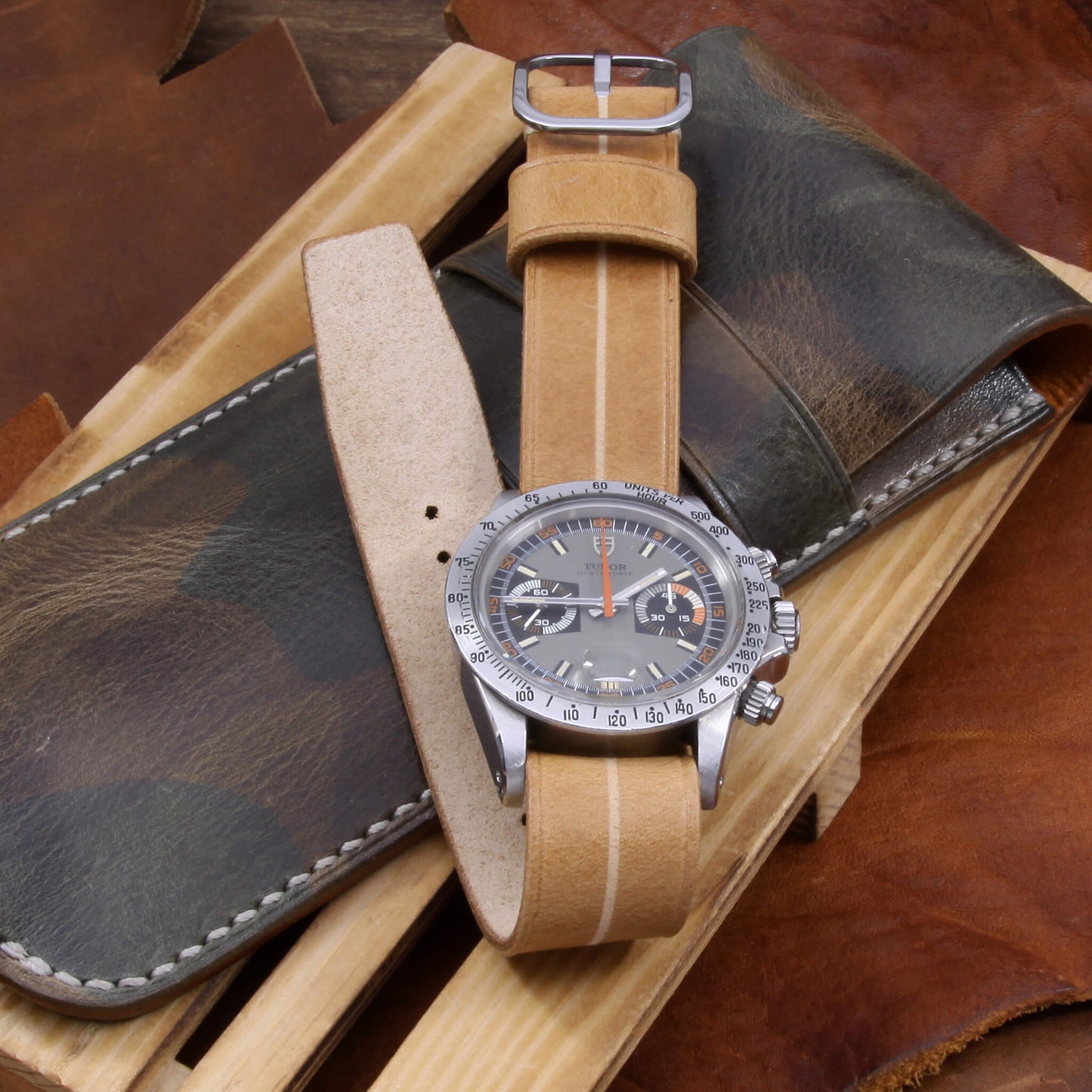Garrison Sequoia 101: Caramel Tan Italian Veg-Tanned Leather Watch Strap (Single Pass) by Cozy Handmade - Timeless Style