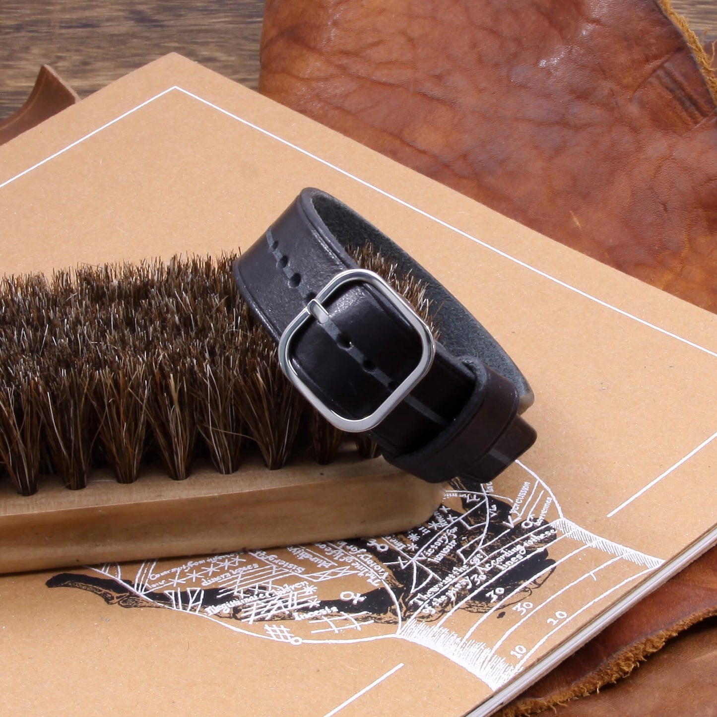 Cozy Handmade Garrison NERO: Retro, Stylish Black Watch Strap (Italian Veg-Tanned Leather)