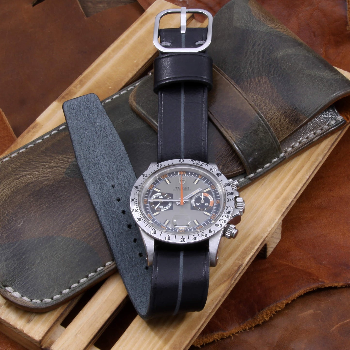 Garrison NERO: Black Italian Veg-Tanned Leather Watch Strap (Single Pass) by Cozy Handmade - Versatile Everyday Style