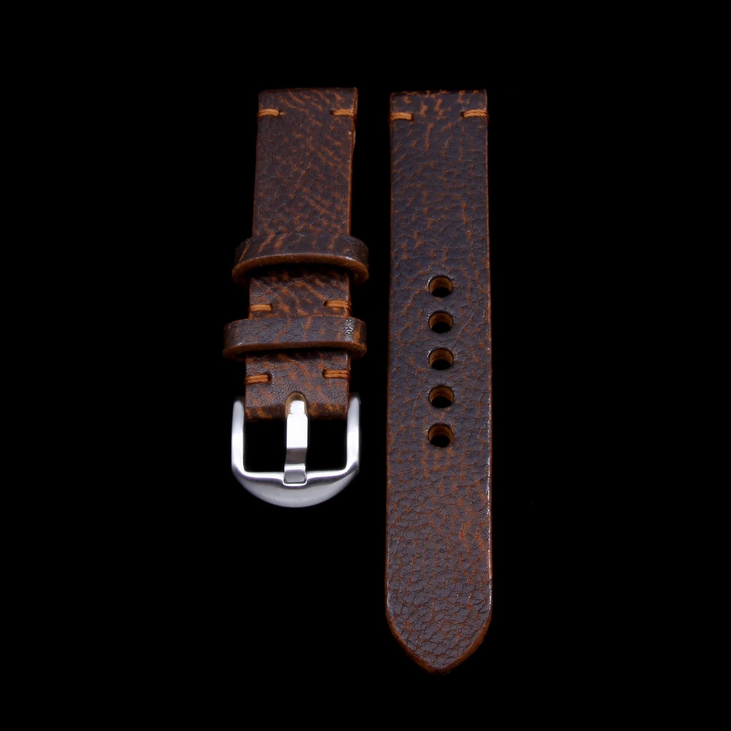 Rugged elegance: 2-piece minimalist Apple Watch strap in Gobi Cognac Italian leather, handcrafted by Cozy Handmade.